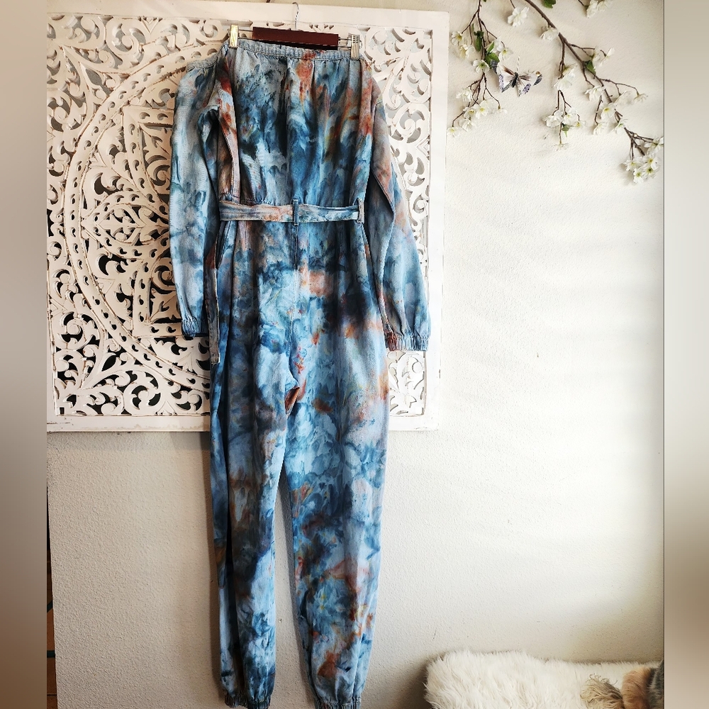 KIKI HARPER TIE DYE OFF SHOULDERS OVERALL SIZE XL - Picture 11 of 16